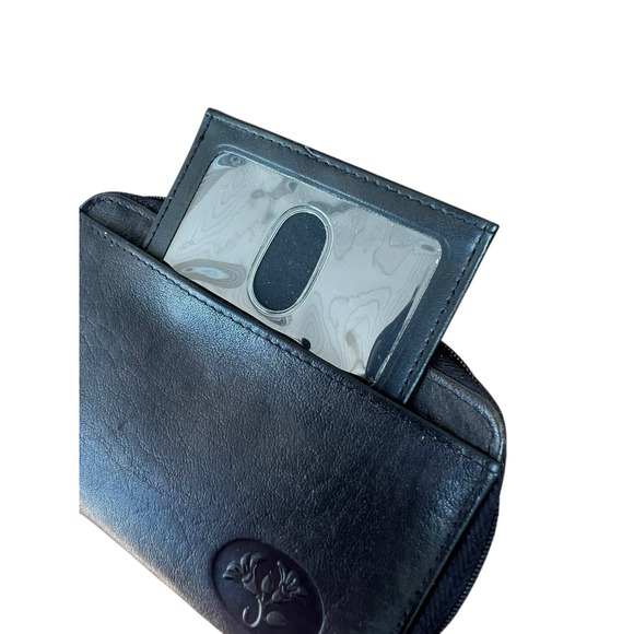 Buxton Double Zip Leather Organizer Wallet Black Unused With Mirror 6"x4" - Picture 4 of 14